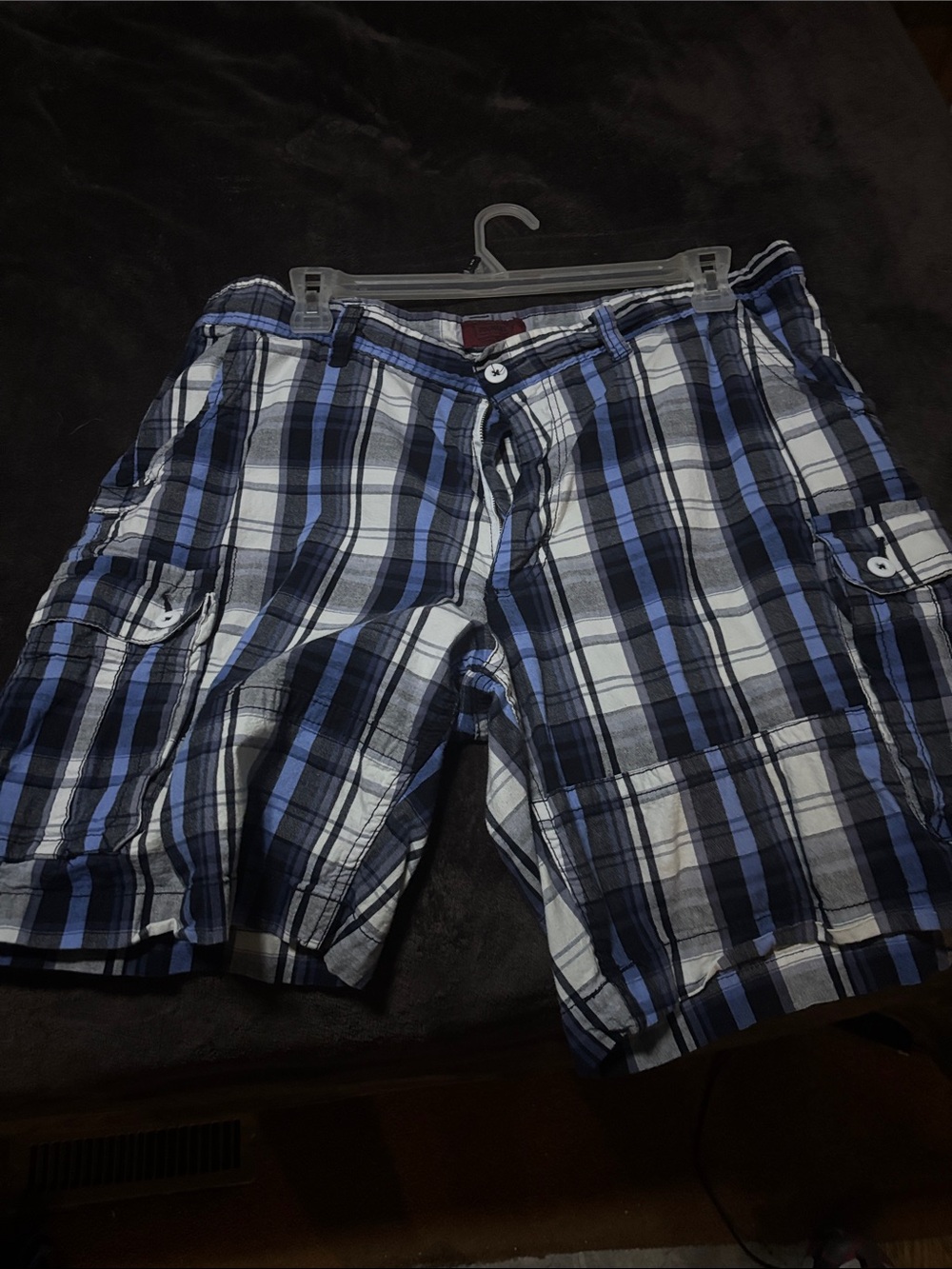 The Foundry Supply Co. Blue and White Plaid Cargo Shorts